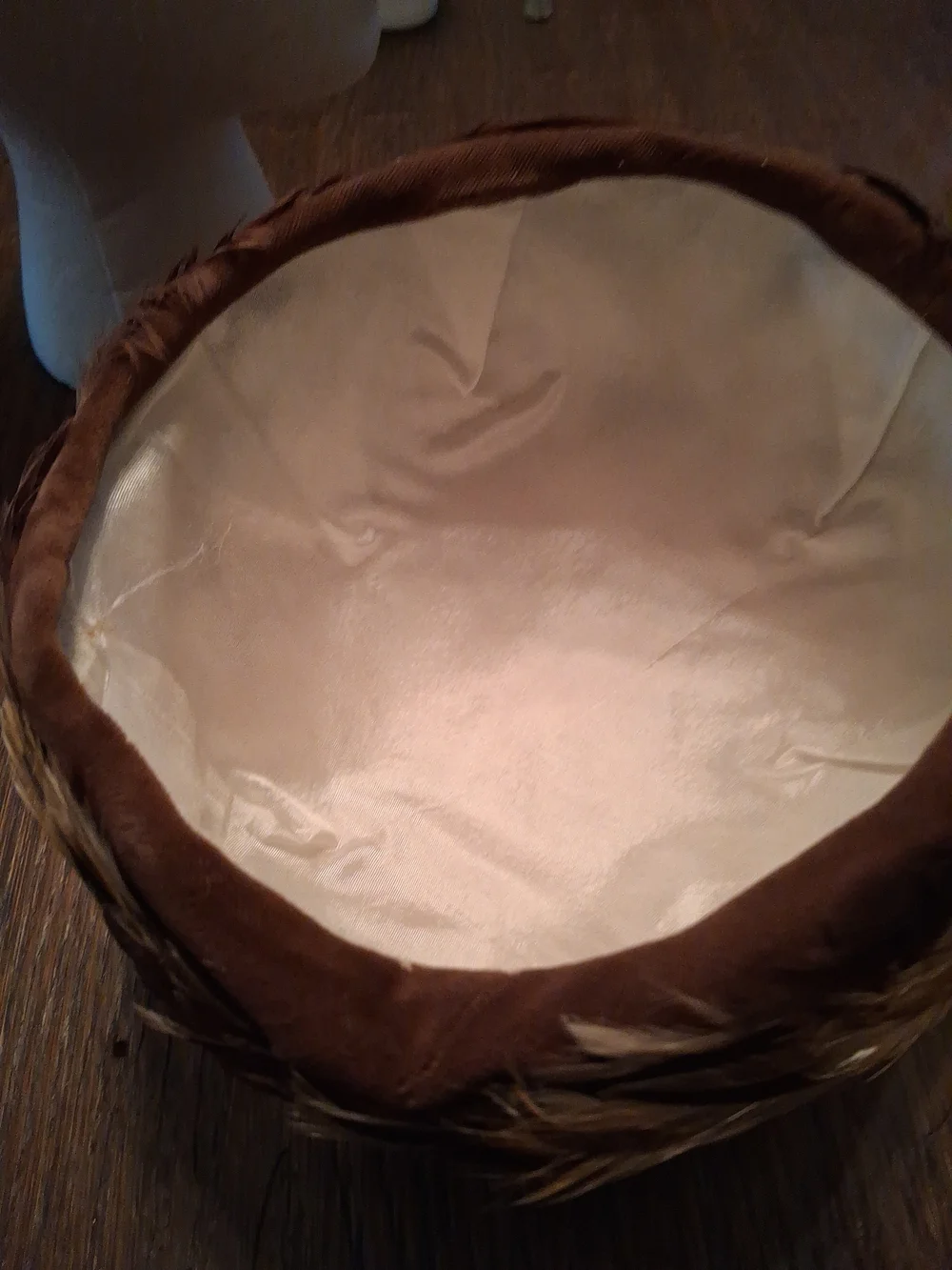 Large Feather Cloche Hat in Brown and Tan